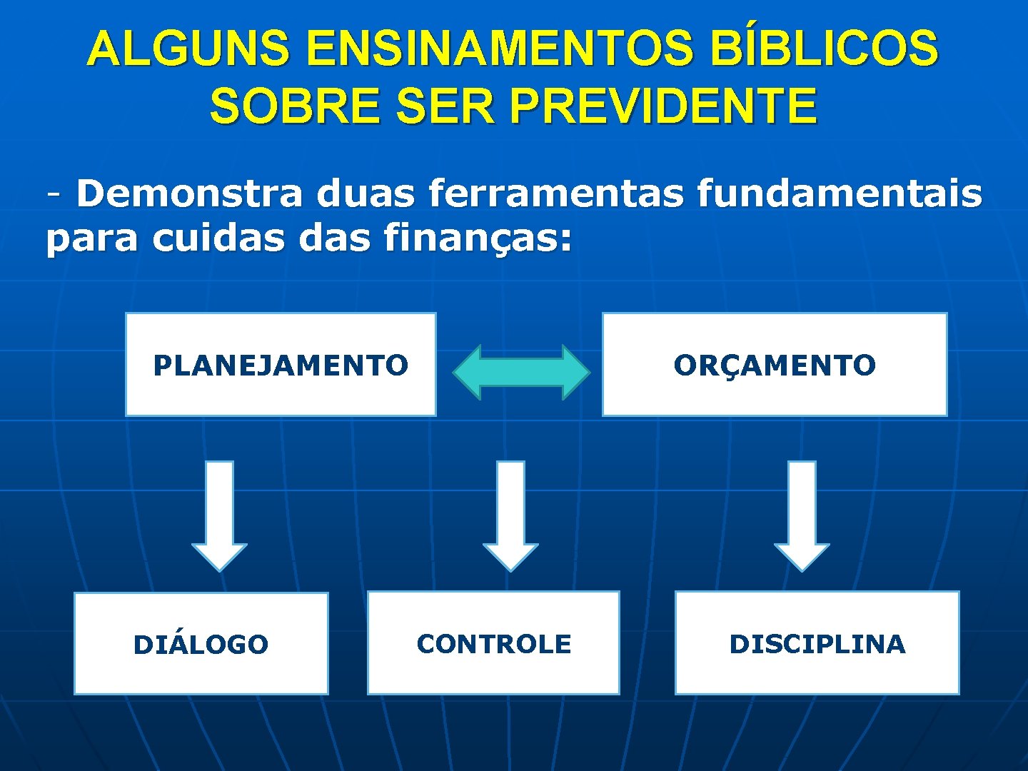 ALGUNS ENSINAMENTOS BÍBLICOS SOBRE SER PREVIDENTE - Demonstra duas ferramentas fundamentais para cuidas finanças: