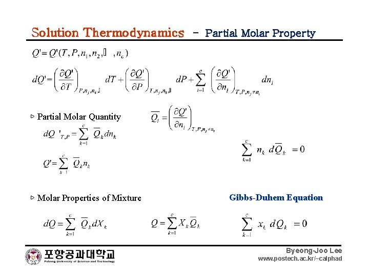 Solution Thermodynamics - Partial Molar Property ▷ Partial Molar Quantity ▷ Molar Properties of