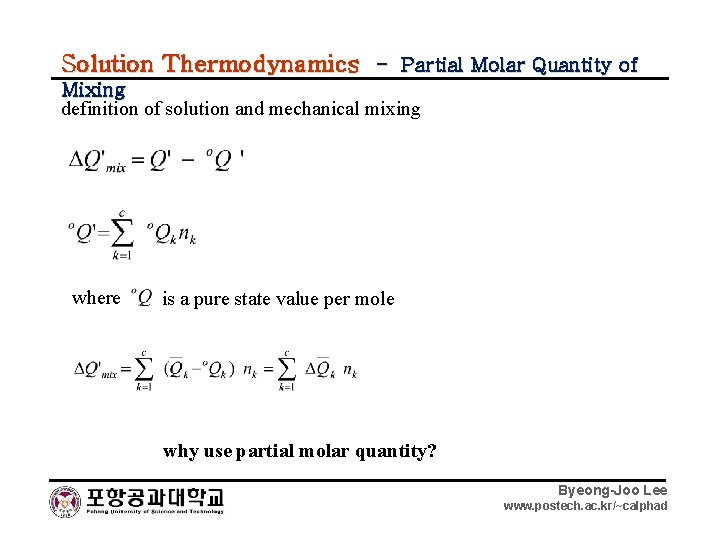 Solution Thermodynamics - Partial Molar Quantity of Mixing definition of solution and mechanical mixing