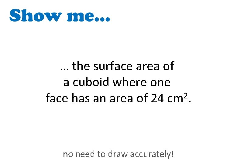 … the surface area of a cuboid where one 2 face has an area