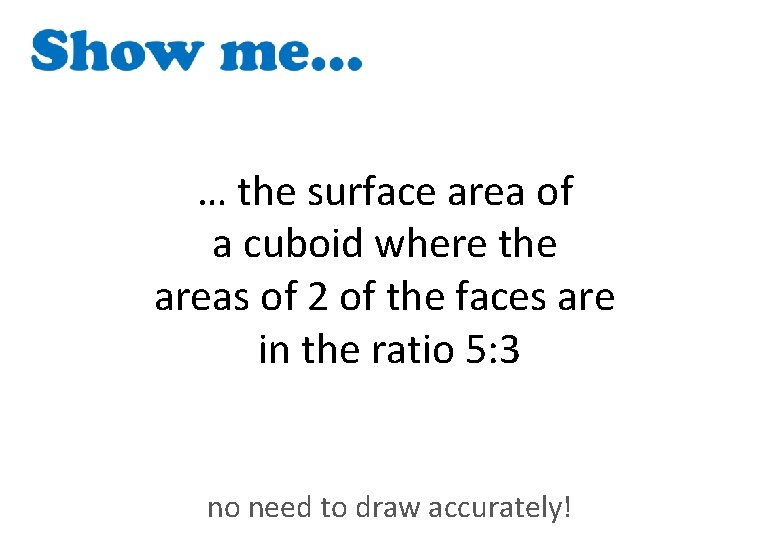 … the surface area of a cuboid where the areas of 2 of the