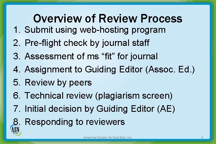 1. 2. 3. 4. 5. 6. 7. 8. Overview of Review Process Submit using