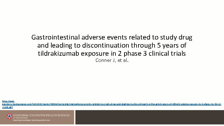 Gastrointestinal adverse events related to study drug and leading to discontinuation through 5 years