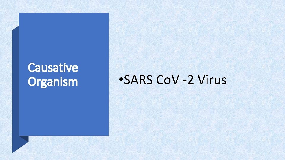 Causative Organism • SARS Co. V -2 Virus 