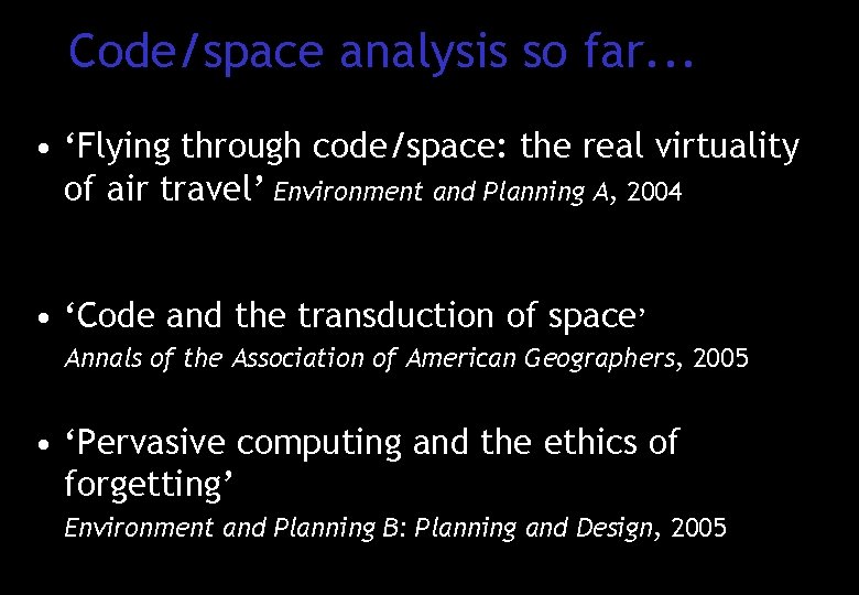 Background and Research Interests Martin Dodge CASA Department