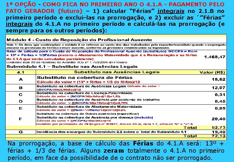 1ª OPÇÃO - COMO FICA NO PRIMEIRO ANO O 4. 1. A - PAGAMENTO