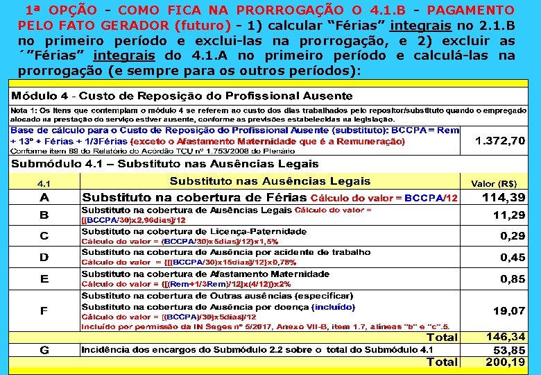 1ª OPÇÃO - COMO FICA NA PRORROGAÇÃO O 4. 1. B - PAGAMENTO PELO