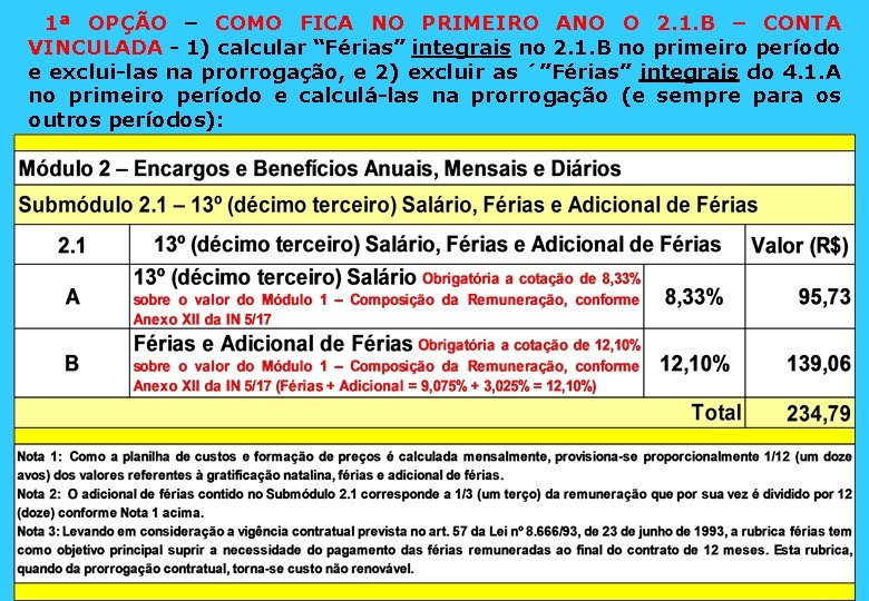 1ª OPÇÃO – COMO FICA NO PRIMEIRO ANO O 2. 1. B – CONTA