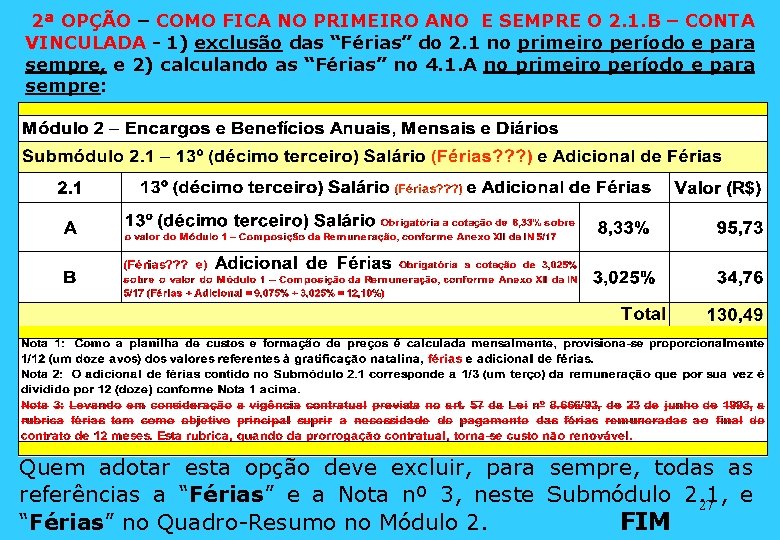 2ª OPÇÃO – COMO FICA NO PRIMEIRO ANO E SEMPRE O 2. 1. B