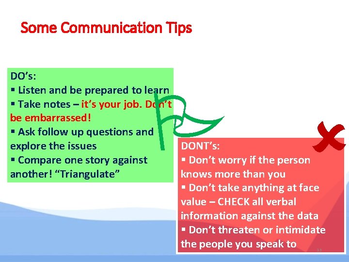 Some Communication Tips DO’s: § Listen and be prepared to learn § Take notes Some Communication Tips DO’s: § Listen and be prepared to learn § Take notes