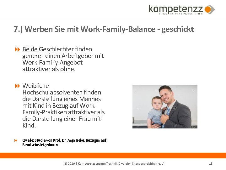 7. ) Werben Sie mit Work-Family-Balance - geschickt Beide Geschlechter finden generell einen Arbeitgeber