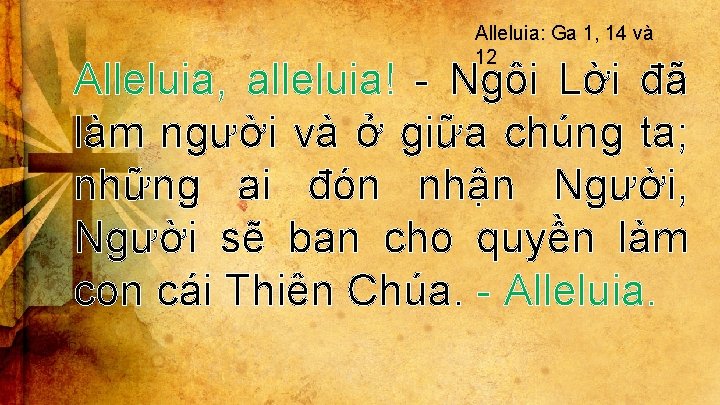 Alleluia: Ga 1, 14 và 12 Alleluia, alleluia! - Ngôi Lời đã làm người