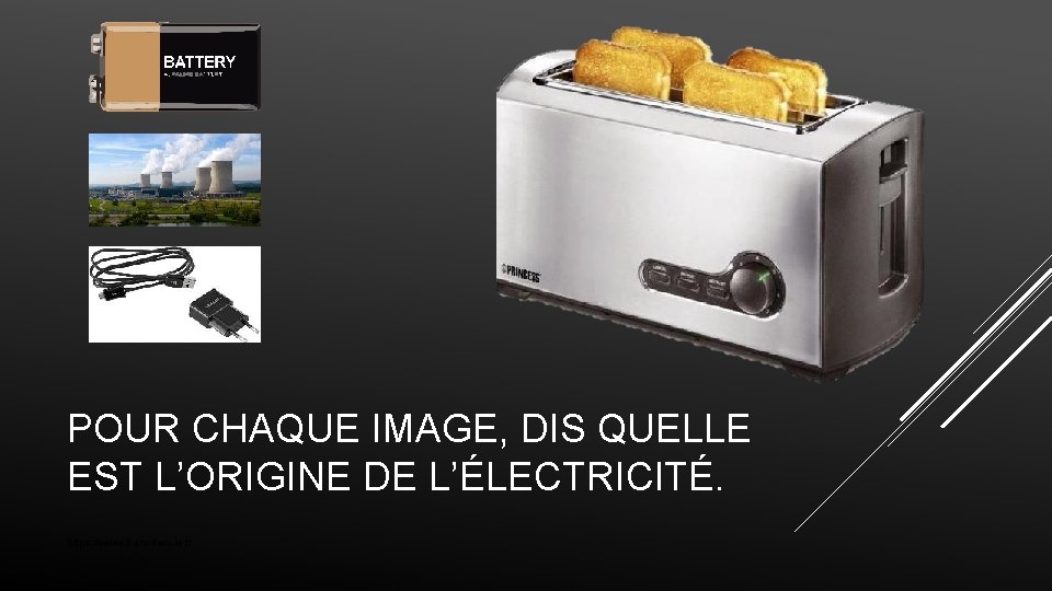 POUR CHAQUE IMAGE, DIS QUELLE EST L’ORIGINE DE L’ÉLECTRICITÉ. https: //www. bancdecole. fr 