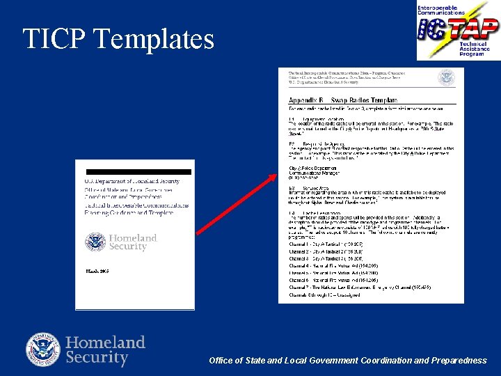 TICP Templates Office of State and Local Government Coordination and Preparedness 