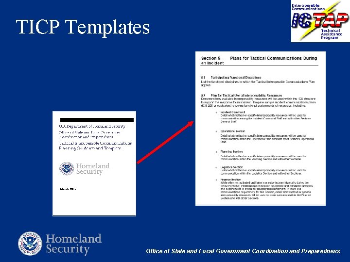 TICP Templates Office of State and Local Government Coordination and Preparedness 