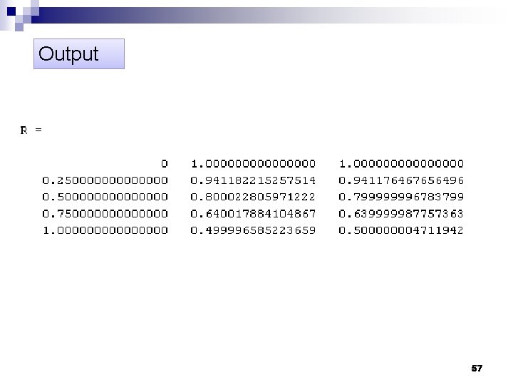 Output 57 Output 57