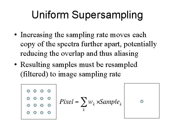 Uniform Supersampling • Increasing the sampling rate moves each copy of the spectra further