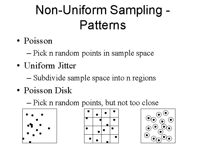Non-Uniform Sampling Patterns • Poisson – Pick n random points in sample space •