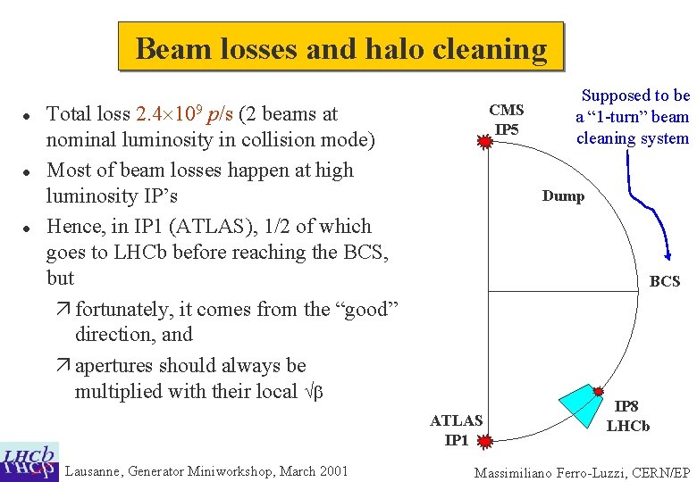 Beam losses and halo cleaning l l l CMS IP 5 2. 4 109