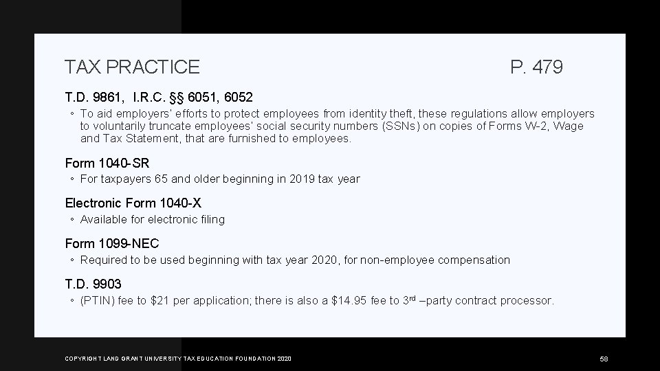 TAX PRACTICE P. 479 T. D. 9861, I. R. C. §§ 6051, 6052 ◦