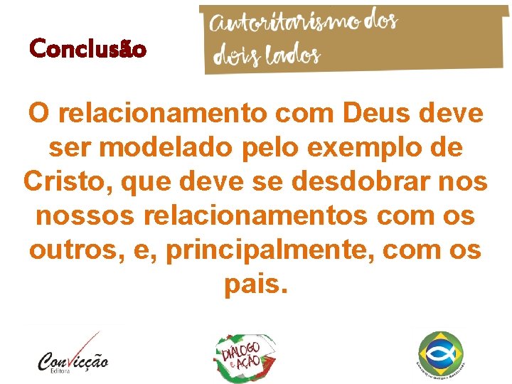 Conclusão O relacionamento com Deus deve ser modelado pelo exemplo de Cristo, que deve