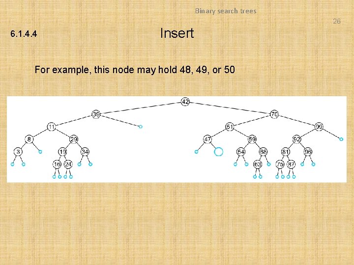 Binary search trees 26 6. 1. 4. 4 Insert For example, this node may Binary search trees 26 6. 1. 4. 4 Insert For example, this node may