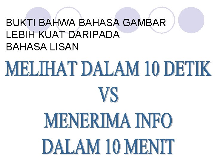 BUKTI BAHWA BAHASA GAMBAR LEBIH KUAT DARIPADA BAHASA LISAN 