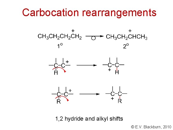 Carbocation rearrangements 1, 2 hydride and alkyl shifts © E. V. Blackburn, 2010 