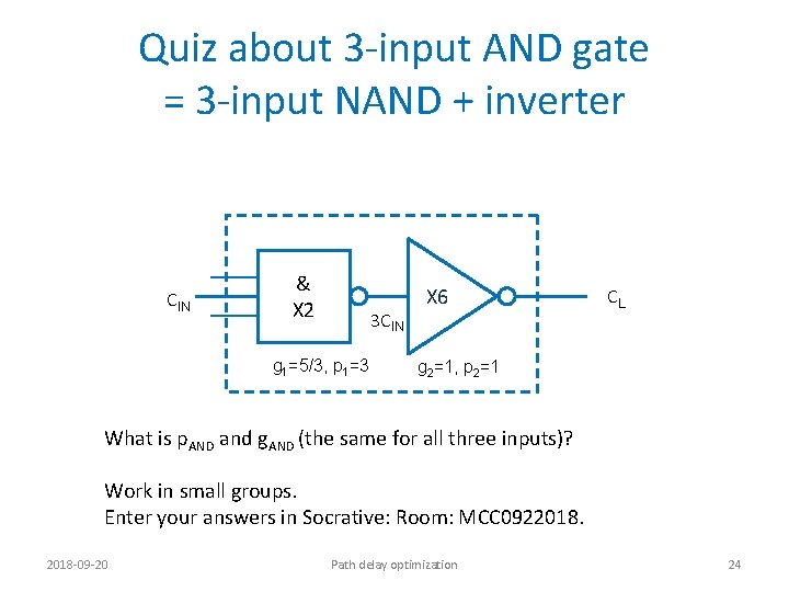 Quiz about 3 -input AND gate = 3 -input NAND + inverter CIN &