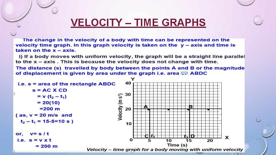 VELOCITY – TIME GRAPHS 