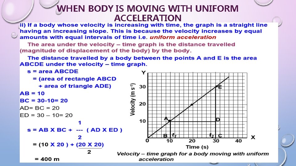 WHEN BODY IS MOVING WITH UNIFORM ACCELERATION 