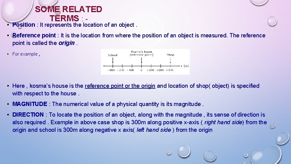 SOME RELATED TERMS : - • Position : It represents the location of an