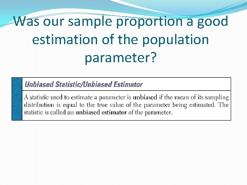 Was our sample proportion a good estimation of the population parameter? 