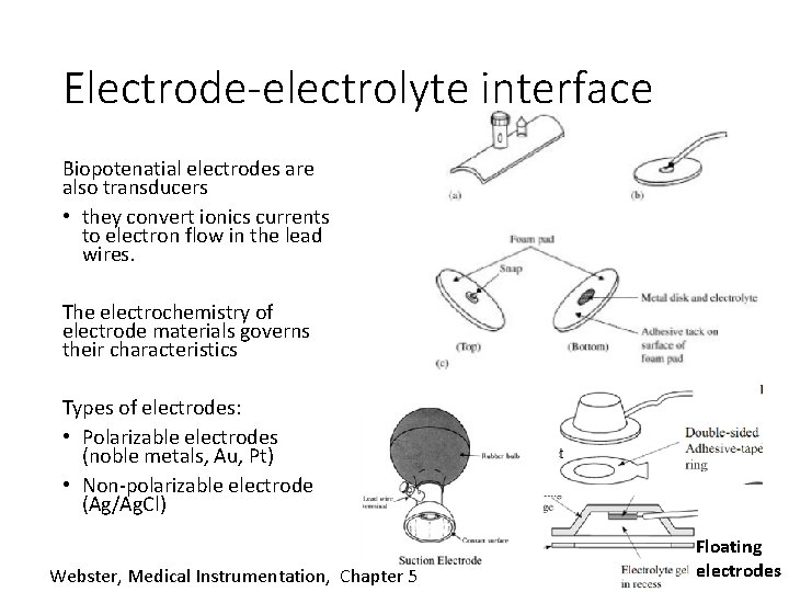 Electrode-electrolyte interface Biopotenatial electrodes are also transducers • they convert ionics currents to electron