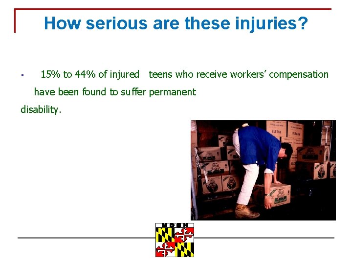 How serious are these injuries? § 15% to 44% of injured teens who receive