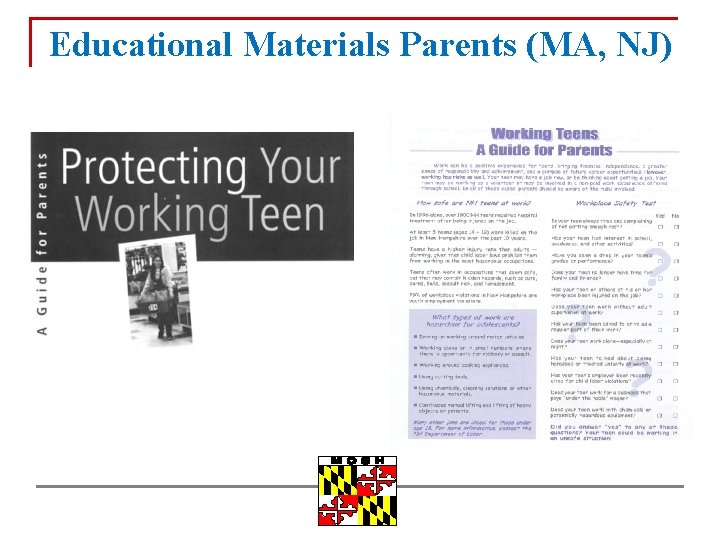 Educational Materials Parents (MA, NJ) 