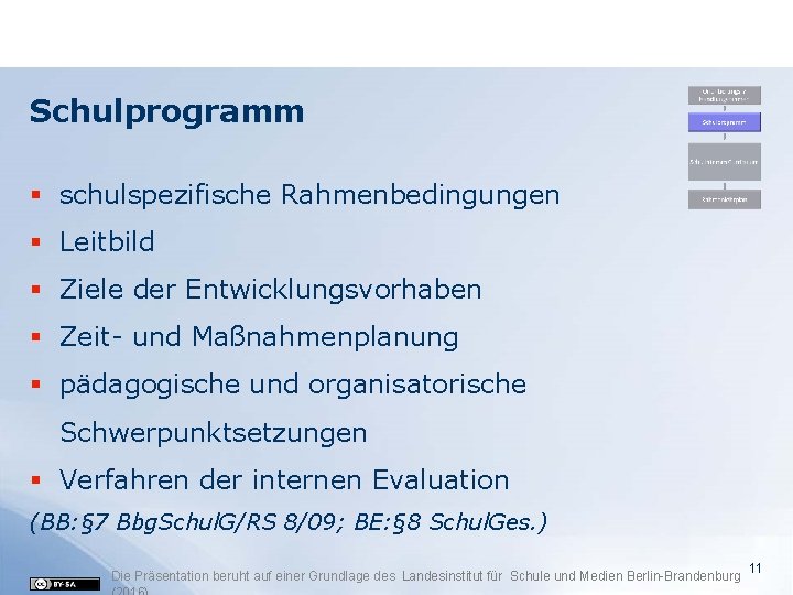 Schulprogramm § schulspezifische Rahmenbedingungen § Leitbild § Ziele der Entwicklungsvorhaben § Zeit- und Maßnahmenplanung