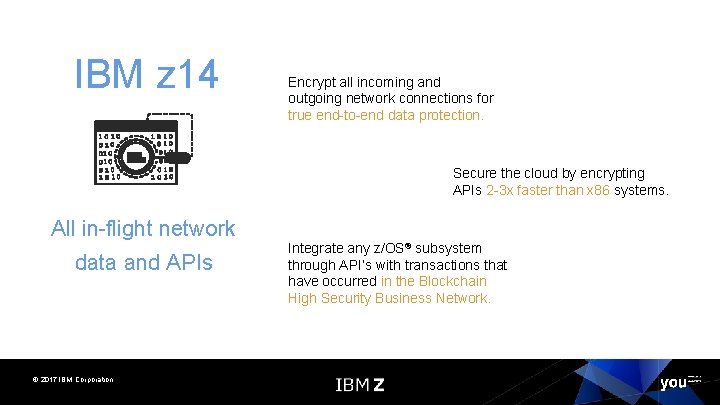 IBM z 14 Encrypt all incoming and outgoing network connections for true end-to-end data