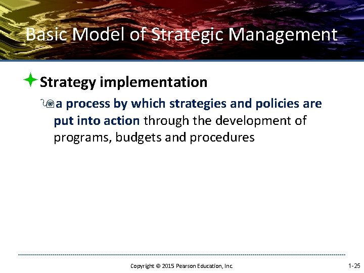 Basic Model of Strategic Management ªStrategy implementation 9 a process by which strategies and