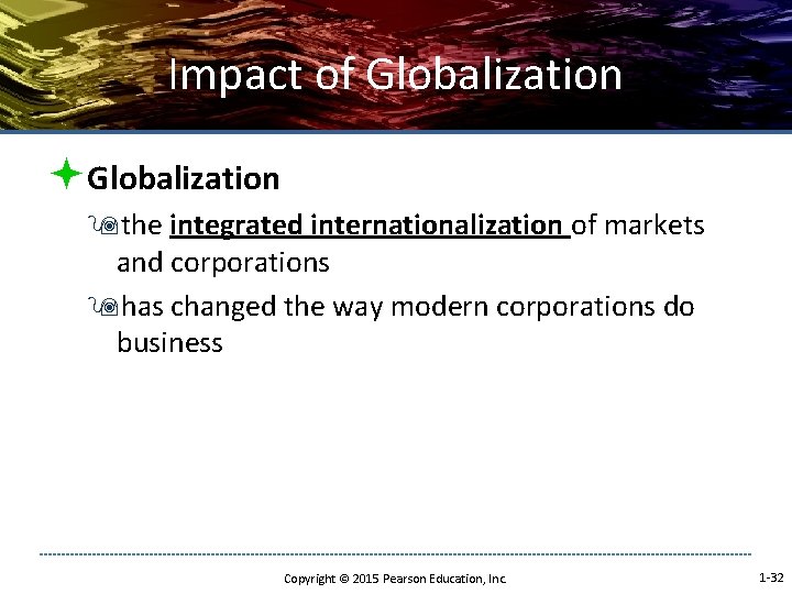 Impact of Globalization ªGlobalization 9 the integrated internationalization of markets and corporations 9 has