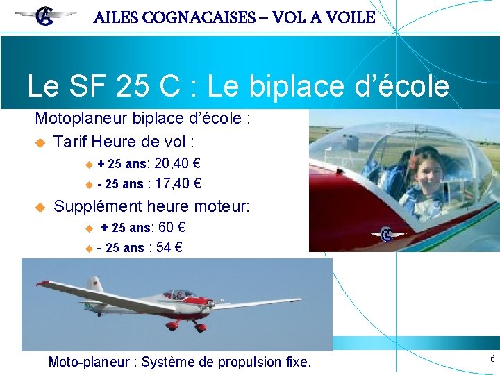 AILES COGNACAISES – VOL A VOILE Le SF 25 C : Le biplace d’école