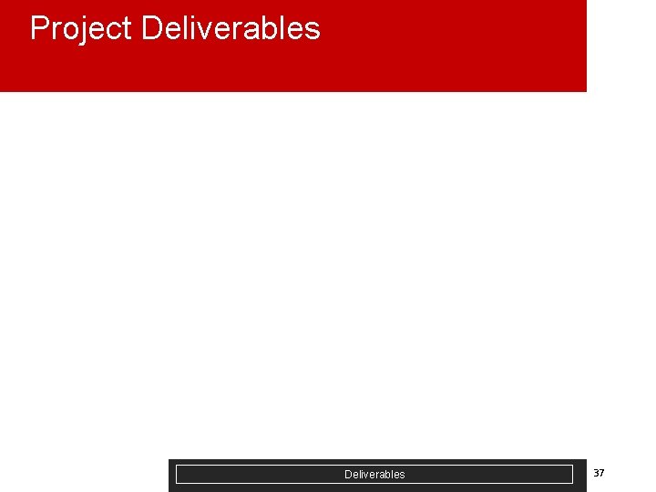 Project Deliverables 37 