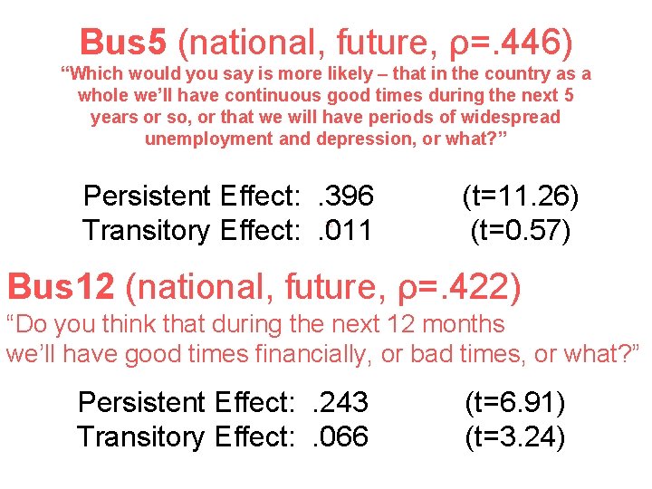 Bus 5 (national, future, ρ=. 446) “Which would you say is more likely –