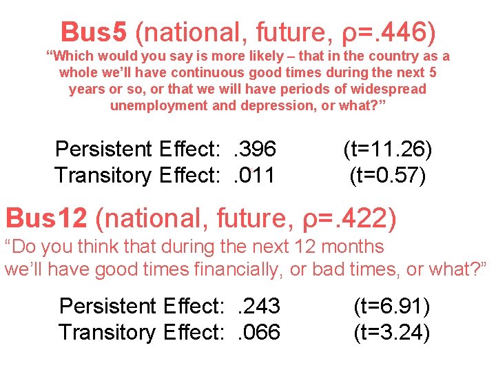 Bus 5 (national, future, ρ=. 446) “Which would you say is more likely –