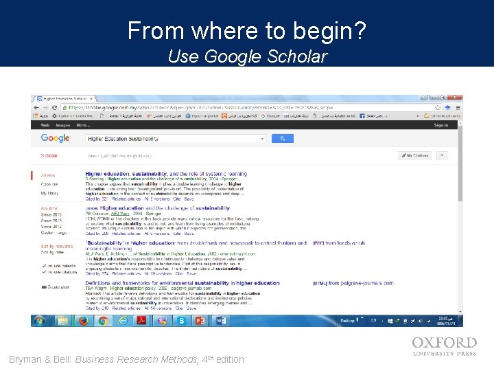 From where to begin? Use Google Scholar Bryman & Bell: Business Research Methods, 4