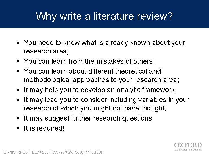 Why write a literature review? § You need to know what is already known