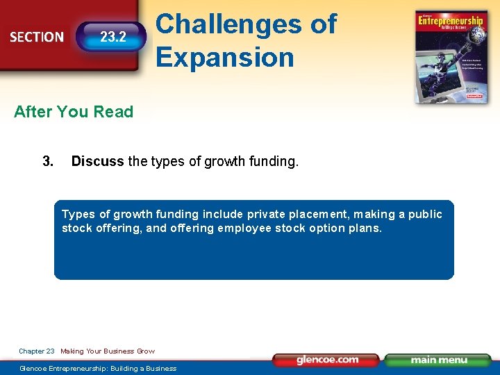 SECTION 23. 2 Challenges of Expansion After You Read 3. Discuss the types of