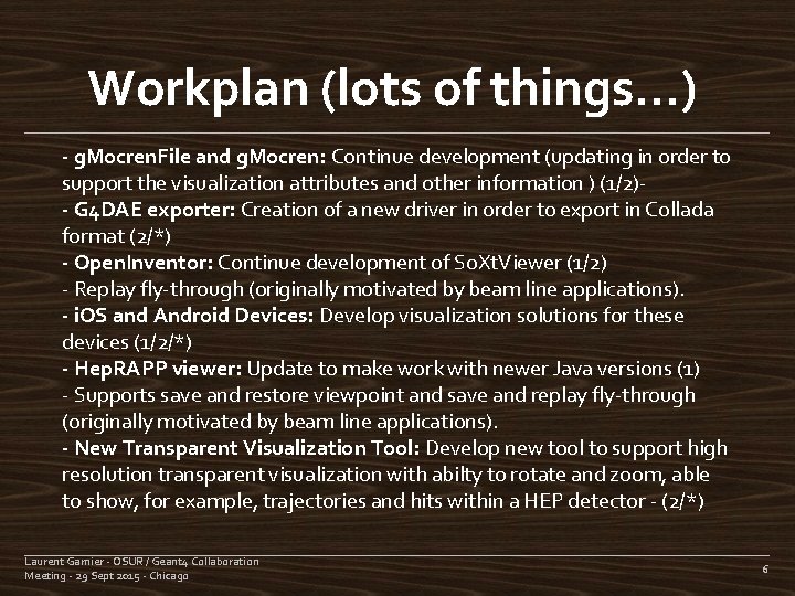 Workplan (lots of things…) - g. Mocren. File and g. Mocren: Continue development (updating
