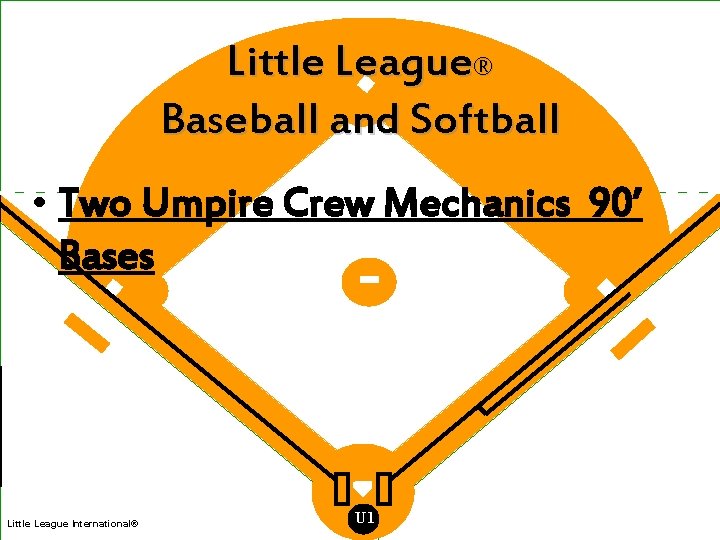 Little League® Baseball and Softball • Two Umpire Crew Mechanics 90’ Bases Legend Umpire