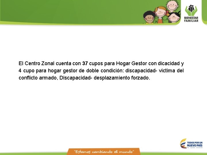 El Centro Zonal cuenta con 37 cupos para Hogar Gestor con dicacidad y 4